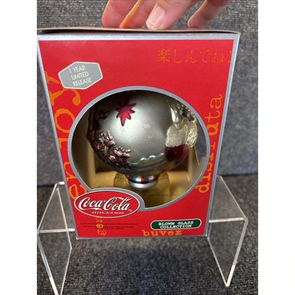 Coca-Cola~Blown Glass Christmas Ornament~Travel Refreshed~4